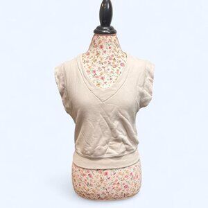 Tan and cream 78 & Sunny sleeveless sweater top with cut out detail #cutoutdetai